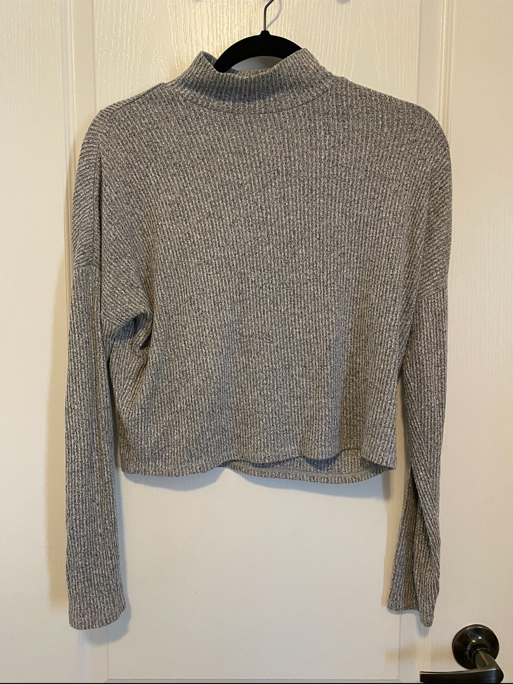 Garage Grey Ribbed Mock Neck Sweater